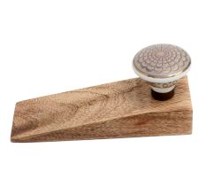 Golden Crown Pattern Ceramic Wooden Door Stopper